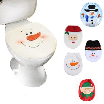 1 adet / grup Yeni Yıl Noel Süslemeleri Kardan Adam Noel Baba Tuvalet kapak Noel Noel Ev Banyo Süsleri navidad