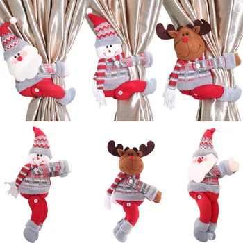 1 ADET Yaratıcı Yeni Moda Noel Dekorasyon Malzemeleri Karikatür Noel Baba Bebek Perde Toka Ev Şenlikli Dekorasyon El Sanatları