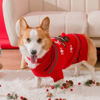 2022 Noel Köpek Kazak Galce Corgi köpek Giysileri Ceket Kıyafet Kış Pet Giyim Noel Dachshund Köpek Giyim Kostüm Giysi XL
