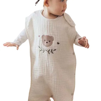 Yaz Sleepsack Bebekler Aksesuarları İnce Gazlı Bez Yelek Pijama Pamuk Nakış Muslin Bebek Uyku Tulumu Anti-Kick Yorgan Moda