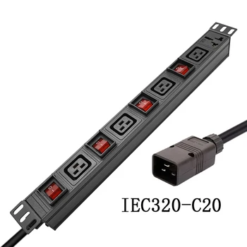 19 inç IEC320-C20 Devamsızlık dolap soketi Ve 16A soket Bağımsız anahtar kontrolü 4000W çıkış network dolabı Raf PDU