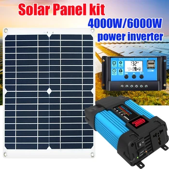 Güneş enerjisi Sistemi Kiti 4000W 6000W Modifiye Sinüs Dalga araba güç invertörü DC12V To DC110V 220V güneş şarj kontrol cihazı 50A Seti