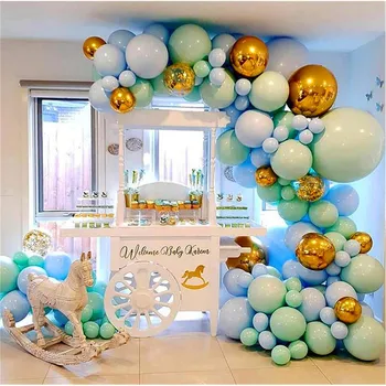 129 adet Macaron Yeşil Balon Garland Kemer Kiti Düğün Parti Lateks Balonlar 1st Doğum Günü yıldönümü dekoru Bebek Duş Balonlar