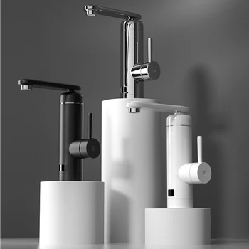 Mutfak Musluk Tankless elektrikli ısıtıcı musluk Mutfak Dönebilen lavabo muslukları Dijital Sıcaklık Göstergesi ABS su ısıtıcı musluk