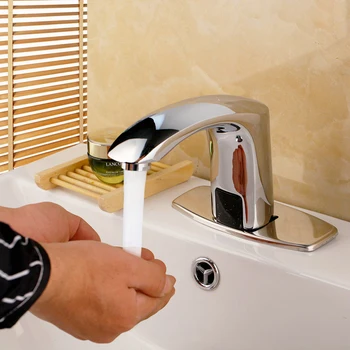 Torayvino Banyo Otomatik Anlamda Musluk lavabo muslukları Lavabo Bataryaları Güverte Üstü Soğuk Ve Sıcak Su Dokunun Dokunmatik-Ücretsiz Kızılötesi