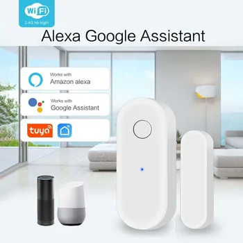 Tuya Wifi Akıllı Kapı sensörü Dedektörü Güvenlik Koruma Sistemi Pencere Sensörü App Push Bildirimi Google Ev Alexa İle Çalışmak