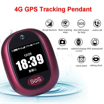 4G GPS İzleme Kolye V45 Çocuklar İçin Mini GPS Kişisel İzci Çalar Konuşan Saat Su Geçirmez Kırmızı Renk