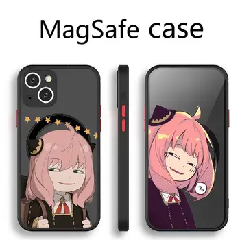 Casus X Aile Anya Çift anime Telefon kılıfı Şeffaf Magsafe Manyetik Mıknatıs iPhone 13 12 11 Pro Max Mini Kablosuz Şarj