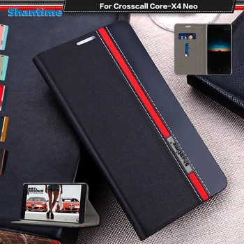 Lüks PU Deri Kılıf Crosscall Core - X4 Neo Flip Case Crosscall Core-X4 Neo telefon kılıfı Yumuşak TPU Silikon arka kapak