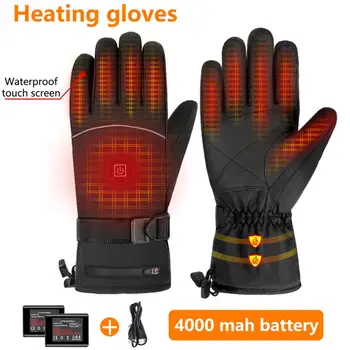 Elektrikli ısıtma kış sporları kayak eldivenleri motosiklet ısıtmalı eldiven dokunmatik ekran su geçirmez bisiklet ısıtma termal eldiven
