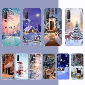 Manzara Kış Hafif Kar Telefon Kılıfı için Samsung S21 A10 Redmi için Not 7 9 için P30Pro Onur 8X 10i kapak