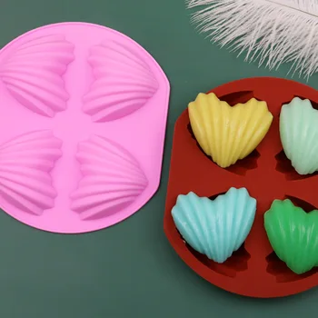 4 Delik Kalp şeklinde Madeleine Kek Kalıbı DIY Kabuk şeklinde Çikolatalı Pasta silikon kalıp Pişirme Kek Dekorasyon Aksesuarları
