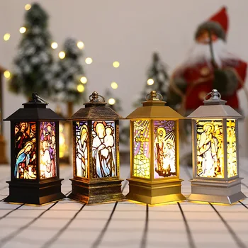 Yeni Noel Fener Hediye Dekorasyon Taklit LED Lamba Dekorasyon Kilise Tatil Ev Mobilya Gece Lambası Ev Dekor