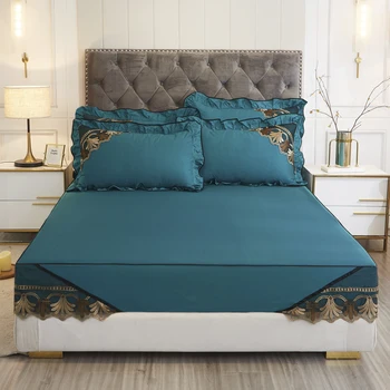 2020 yeni ürünler Tüm pamuk Avrupa dantel Yatak örtüsü Çarşaf Yastık Kılıfı 2/3 Adet Saf renk Lüks Yatak.