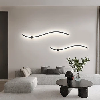 Modern Minimalist kavisli çizgi led duvar lambası çalışma oturma odası yatak odası başucu koridor koridor demir alüminyum ışık iç mekan aydınlatması
