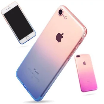 Yumuşak TPU telefon kılıfı için Toz Fişi ile iPhone 6 7 8 Artı iPhone XR X XS MAX 11 Pro Max Temizle Degrade Renk telefon kılıfı Kabuk