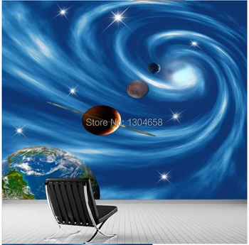 Ücretsiz kargo özel modern 3D kanepe oturma odası yatak TV ayarı duvar duvar kağıdı evren