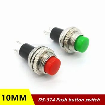 10 adet 10MM küçük basmalı düğme anahtarı kırmızı ve yeşil DS-314 kilitsiz kendini sıfırlama noktası basmalı düğme
