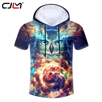 CJLM 2019 Yeni Erkek Gömlek Casual Baykuş Kapşonlu Tshirt Dropshipping Yaz Çin 3D T Shirt Tedarikçiler Toptan