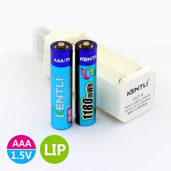2 adet KENTLI 1.5 v 1180mWh AAA şarj edilebilir Li-polimer li-ıon polimer lityum pil + 1 USB akıllı Şarj