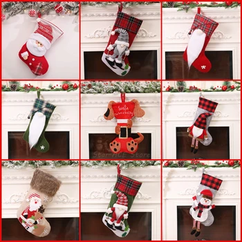 Noel Çorap Kumaş Noel Baba Çorap Hediye çocuklar için şeker Çanta Kardan Adam Geyik Cep Asılı Noel Ağacı Süsleme Yeni Yıl 2023
