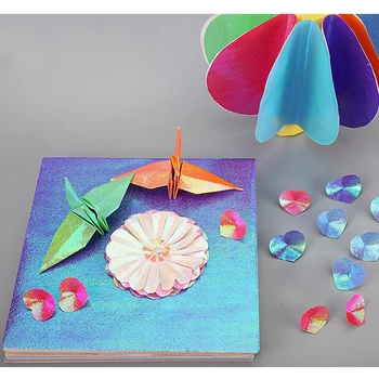 50 Sayfalık Renkli Glitter karton kutu Sedefli Pırıltılı İnci Kağıt El Yapımı Scrapbooking DIY için Katlanır Zanaat-7x7cm