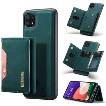 Flip Case Samsung Galaxy A22 5G Manyetik Deri Flip cüzdan telefon Kılıfı İçin kredi kartı cüzdanı Darbeye Dayanıklı Kart Cüzdan Kapak