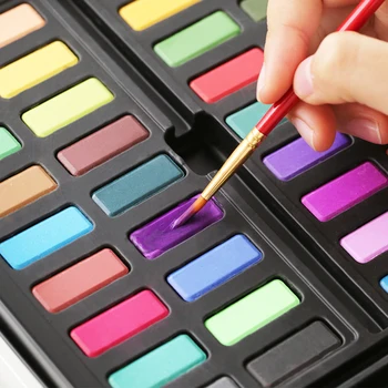 36 Renk Katı Suluboya Boya Pigment Suluboya metal kağıt kutu Sanatçılar Boyama Çizim Malzemeleri