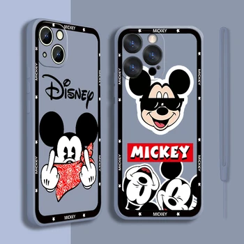 Mickey Mouse Disney Sıvı Halat Telefon Kılıfı İçin Apple iPhone 14 13 12 Mini 11 Pro XS MAX XR X 8 7 6S SE Artı Yumuşak Kapak Kabuk
