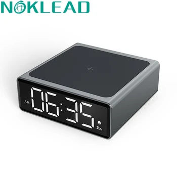 NOKLEAD LCD Kablosuz Şarj alarmlı saatler Kamp çalar saat Dijital Büyük LCD Ev alarmlı saatler Masaüstü çalar saat İphone