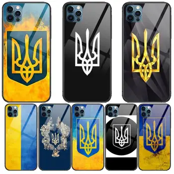Ukrayna bayrağı Cam iphone için Kılıf 14 13 12 11 Pro Max 12Pro XS Max XR X 7 8 Artı SE 2020 mini Kılıf Temperli arka Kapak