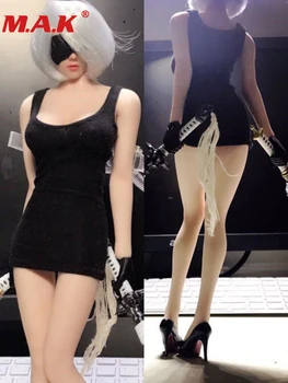 gümrük kadın giysileri modeli 1: 6 ölçekli siyah elbise parantez kısa etek elbise giyim için 12 