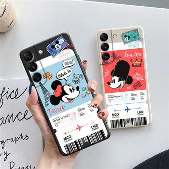 Cep Kılıfı için Samsung Galaxy S22 Ultra S21 Artı S20 FE Sıvı Koruma Mickey Minnie Mouse Paris Londra Seyahat