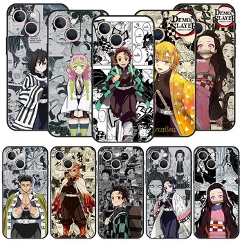 İblis avcısı Kimetsu hiçbir Yaiba Anime Funda Telefon Kılıfları iPhone 11 12 13 14 Pro Max Mini X XR XS 7 8 Artı SE 2020 Yumuşak Kapak