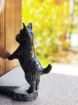 Antika Siyah Beyaz Dökme Demir Köpek Kapı Durdurma ev bahçe dekorasyonu Çiftlik Evi Aksan El Yapımı Hayvan Figürleri Heykelleri