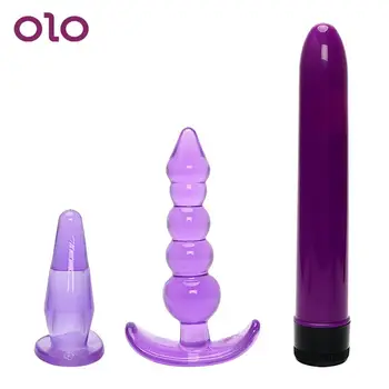 OLO 3 ADET Anal Boncuk Prostat Masajı Butt Plug Yapay Penis Vibratör G Noktası Teşvik Yetişkin Ürün Seks Oyuncakları Kadınlar için