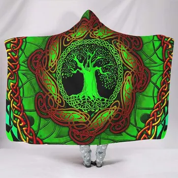 Yeşil Hayat Ağacı Düğüm Dövme İskandinav Viking Yggdrasil Mitoloji Baskı Kapşonlu Battaniye Renkli Yumuşak Hoodie Pelerin Yetişkinler Snuggling