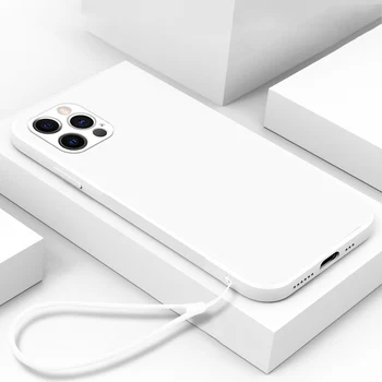 Lüks Kare Sıvı Temperli Cam Telefon Kılıfı İçin iPhone 14 13 12 11 Pro XS Max XR SE X 8 7 Artı Ultra ince Sevimli Kordon Kapağı
