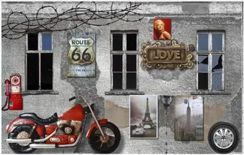 Özel fotoğraf duvar 3d duvar kağıdı Retro nostaljik motosiklet bar çimento duvar oturma odası ev dekor duvar kağıdı duvarlar için 3 d