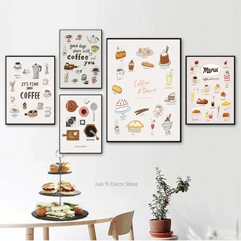 Iskandinav Sofra Gıda Kahve Duvar sanat posterleri Ve Baskı Tırnaklar Tuval Boyama Modern Resim Yemek Odası Mutfak Ev Dekor