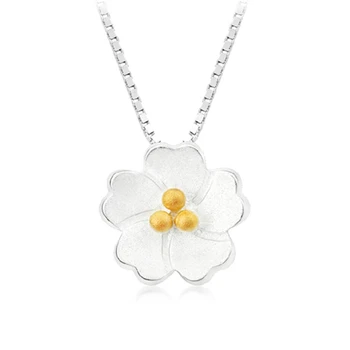 WYEAIIR Edebi Tatlı Sevimli Kiraz Çiçeği Taze Kişilik Gümüş Renk Klavikula Zincir Kadın Kolye