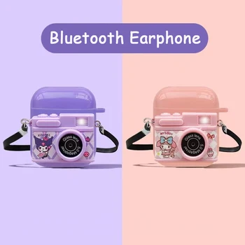 Kawaii Kuromi Hello Kitty Benim Melodi Anime Kamera Tws Bluetooth Kulaklık Spor Gürültü Azaltma Dokunmatik Kontrol Kablosuz Kız Hediye