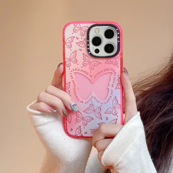 Moda Lüks Karikatür Renk Kelebek Akrilik Telefon Kılıfı İçin iPhone 14 13 12 11 Pro Max 14 Pro Anti-damla Arka Kapak Kız Hediye