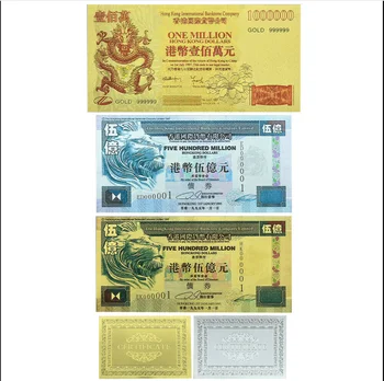 Yeni Hong Kong Doları Tahvil Altın Folyo Banknotlar 3 Tarzı Floresan Etkisi ile Kağıt Para (uncuurent) hayranları Koleksiyonu Ev Dekor