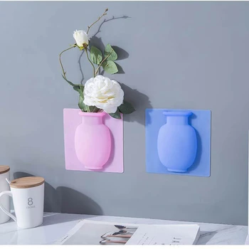 Yaratıcı Silikon Vazo Duvar Yapışkan Buzdolabı Çiçek Bitki Vazolar DIY Ev Dekorasyon Aksesuarları Buket Depolama Dekor