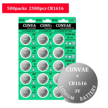 2500 adet CR1616 3V Düğme Hücre Para Piller CUNVAE Orijinal cr 1616 3V Lityum Pil DL1616 ECR1616 LM1616 5021LC