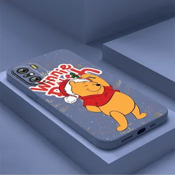 Disney Noel Winnie the Pooh xiaomi için telefon kılıfı Redmi K50 K40 10X10 9T 9AT 9A 9C 9 8A 8 7 6A 5A Oyun Pro Sıvı Halat