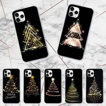 Merry Christmas ağacı altın yeni yıl hediyeleri telefon kılıfı Şeffaf yumuşak iphone 11 13 12 14 x xs xr pro max mini artı