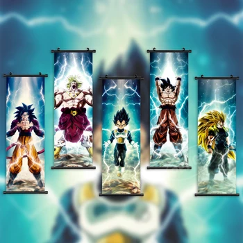 Duvar Resmi dragon topu Tuval Anime Resimleri Vegeta IV Boyama Goku Baskı Posteri Süper Saiyan Asılı Kaydırma Ev Dekorasyon