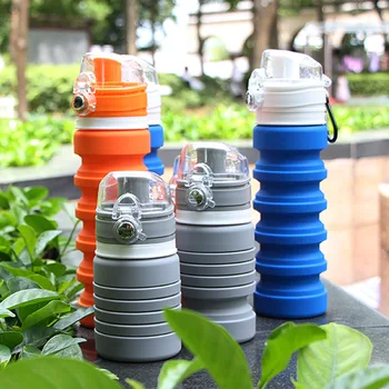 500 ml Taşınabilir Katlanabilir Su Şişesi Silikon Katlanır Spor Seyahat Yürüyüş Kamp Bisiklet Tırmanma Genişletilebilir içme şişesi